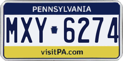 PA license plate MXY6274