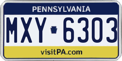 PA license plate MXY6303