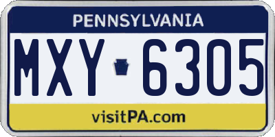 PA license plate MXY6305