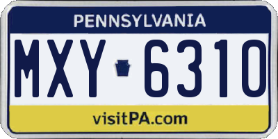 PA license plate MXY6310