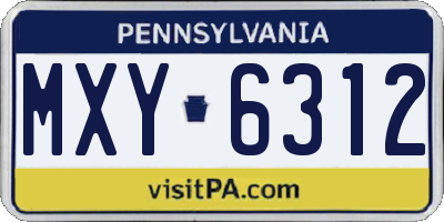 PA license plate MXY6312