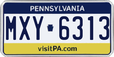 PA license plate MXY6313