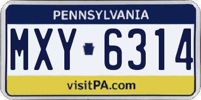 PA license plate MXY6314