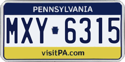 PA license plate MXY6315
