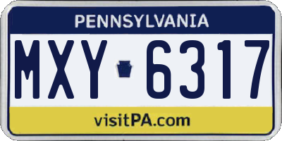 PA license plate MXY6317