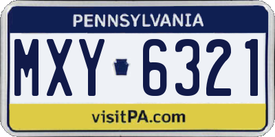 PA license plate MXY6321
