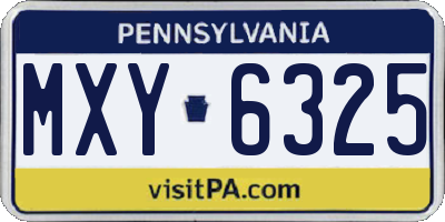 PA license plate MXY6325