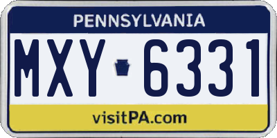 PA license plate MXY6331