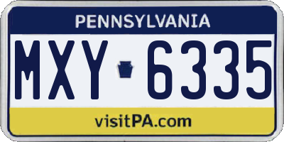 PA license plate MXY6335