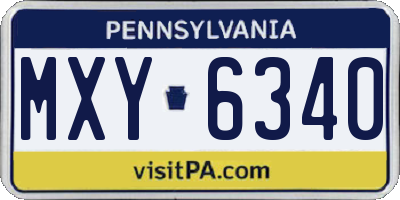 PA license plate MXY6340