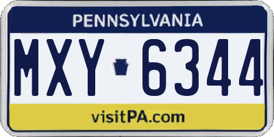PA license plate MXY6344