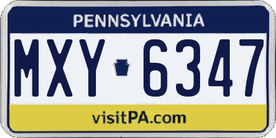 PA license plate MXY6347