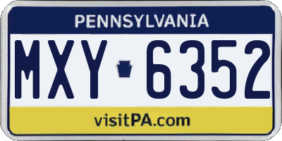 PA license plate MXY6352