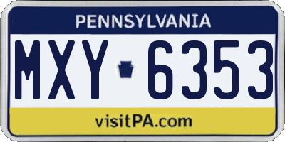 PA license plate MXY6353