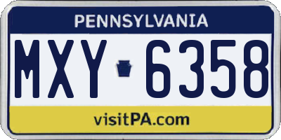 PA license plate MXY6358