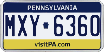 PA license plate MXY6360
