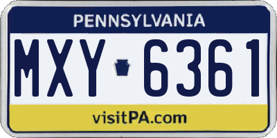 PA license plate MXY6361