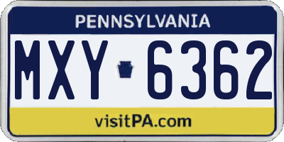 PA license plate MXY6362