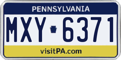PA license plate MXY6371