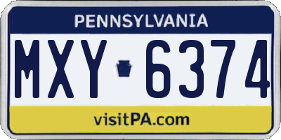 PA license plate MXY6374