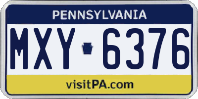 PA license plate MXY6376