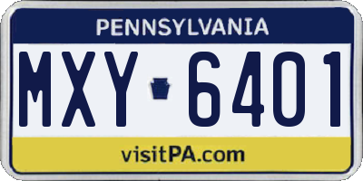 PA license plate MXY6401