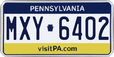 PA license plate MXY6402