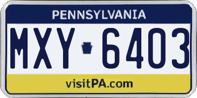 PA license plate MXY6403
