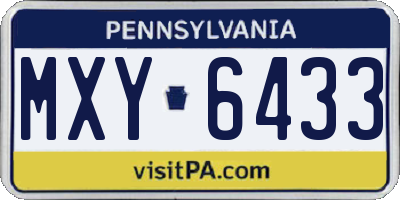 PA license plate MXY6433