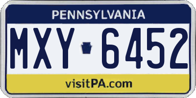 PA license plate MXY6452