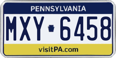 PA license plate MXY6458
