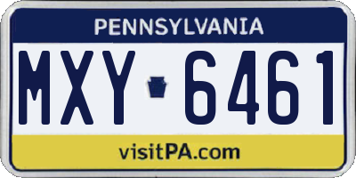 PA license plate MXY6461