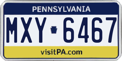 PA license plate MXY6467