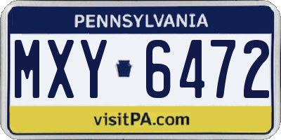 PA license plate MXY6472