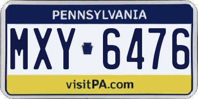 PA license plate MXY6476