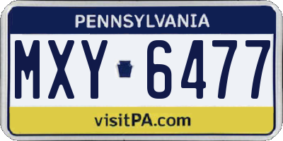 PA license plate MXY6477