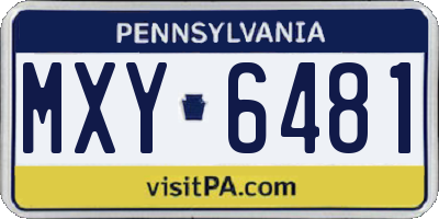 PA license plate MXY6481