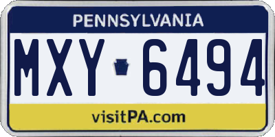 PA license plate MXY6494