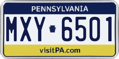 PA license plate MXY6501