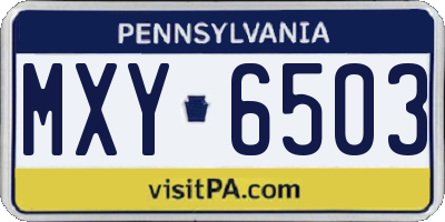 PA license plate MXY6503