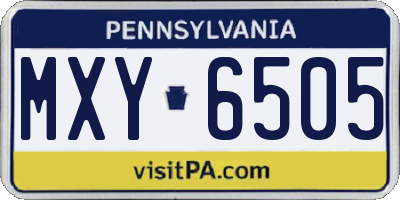 PA license plate MXY6505