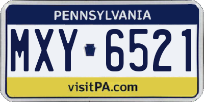 PA license plate MXY6521