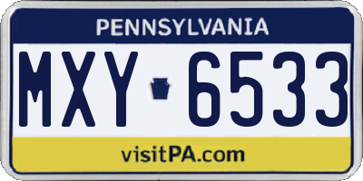 PA license plate MXY6533