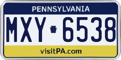 PA license plate MXY6538