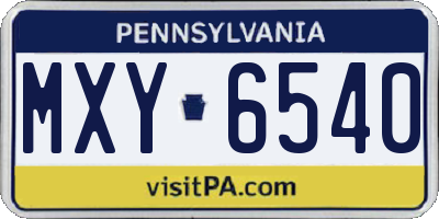 PA license plate MXY6540