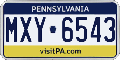 PA license plate MXY6543
