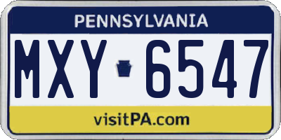 PA license plate MXY6547