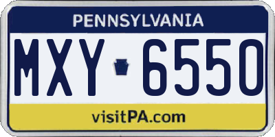 PA license plate MXY6550