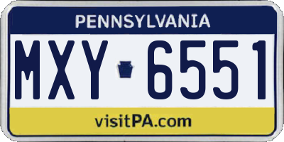 PA license plate MXY6551