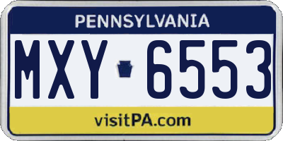 PA license plate MXY6553